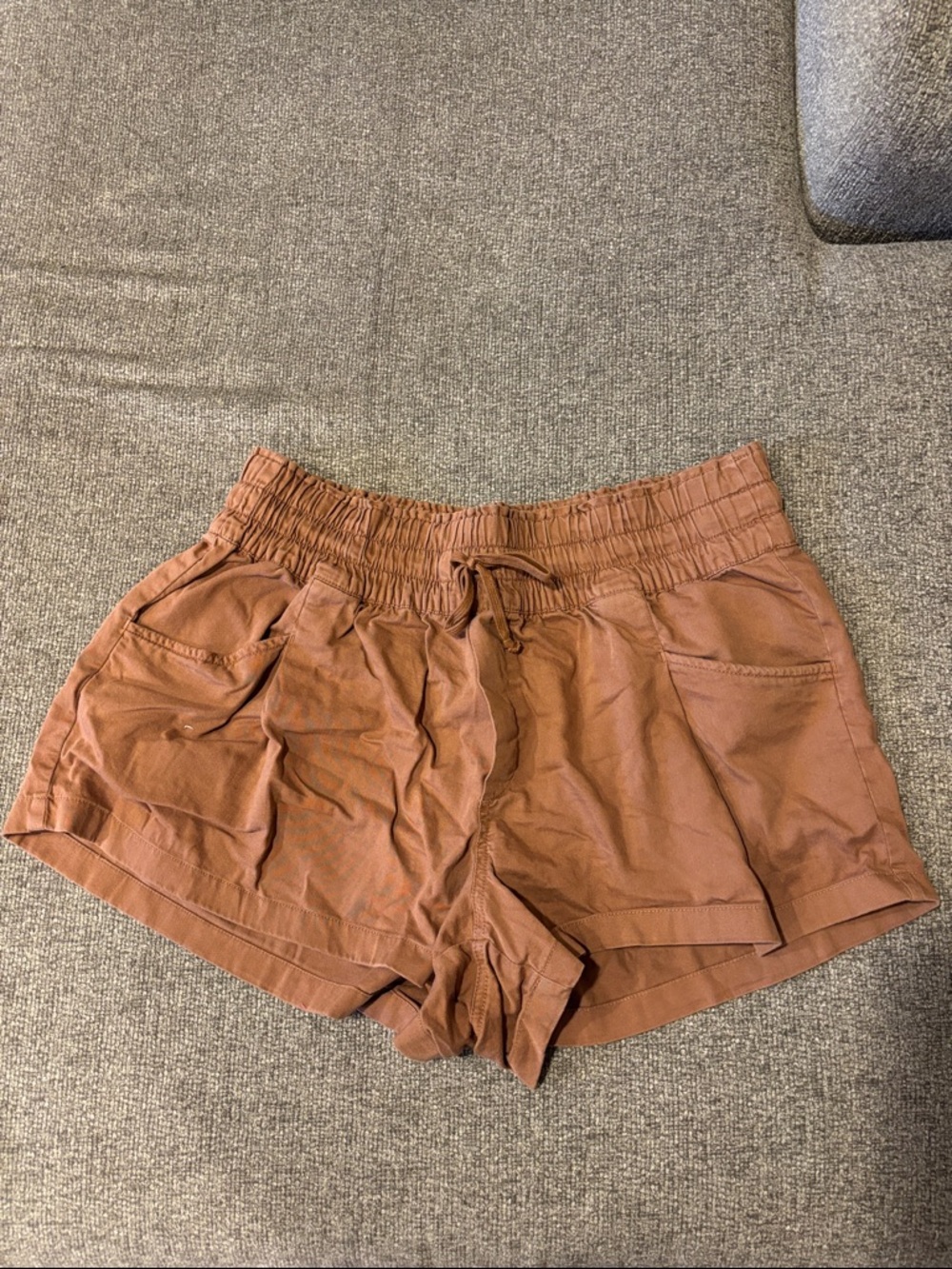 aerie Rust Brown Elastic-Waist Drawstring Shorts